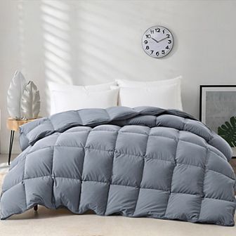 Unikome Luxurious Silent Softness All Season White Goose Down Feather Fiber Comforter