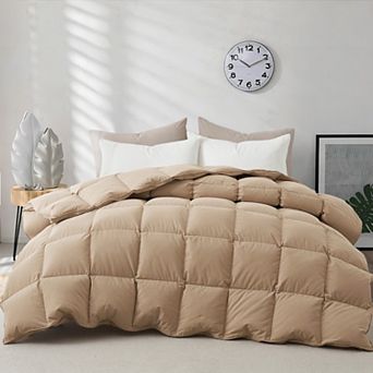 Unikome Luxurious Silent Softness All Season White Goose Down Feather Fiber Comforter