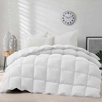 Unikome Luxurious Silent Softness All Season White Goose Down Feather Fiber Comforter