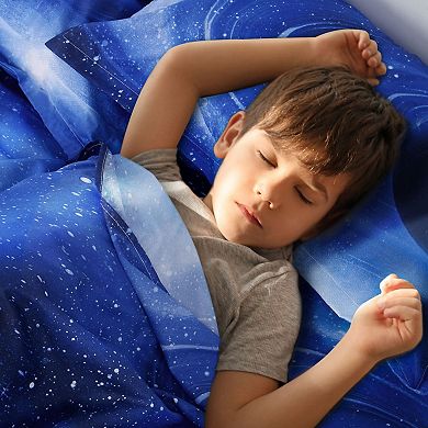 Galaxy Star Moon Printed 3 Piece Bed Sheet Set