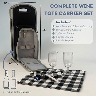 7 Piece Insulated Wine Carrier Tote Bag