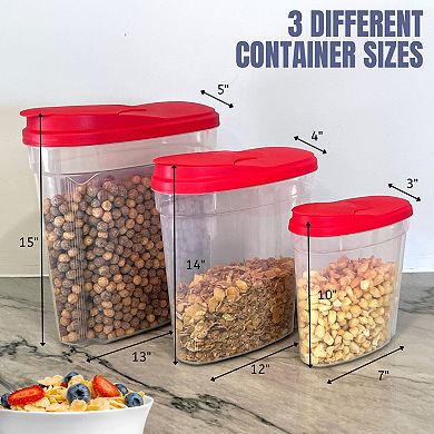 3-Piece Plastic Cereal Dispenser Dry Food Storage Container Set