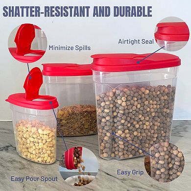 3-Piece Plastic Cereal Dispenser Dry Food Storage Container Set