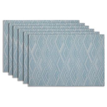Dainty Home Diamonds Woven Vinyl Reversible Rectangular Placemat Set of 6