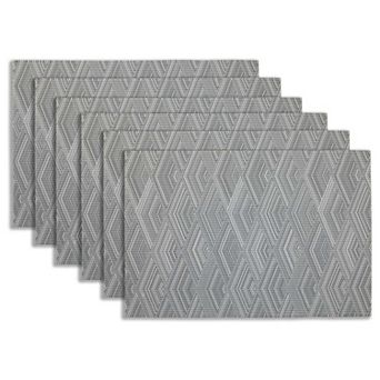 Dainty Home Diamonds Woven Vinyl Reversible Rectangular Placemat Set of 6