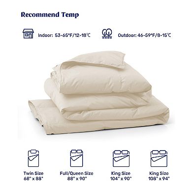 Unikome Medium Weight 300 Tc Organic Cotton Goose Down Feather Comforter For Luxurious Comfort