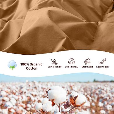 Unikome Medium Weight 300 Tc Organic Cotton Goose Down Feather Comforter For Luxurious Comfort