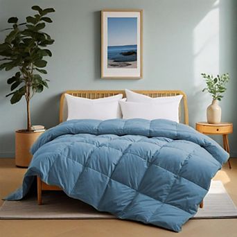 Unikome Medium Weight 300 TC 100% Organic Cotton Goose Down Feather Comforter for Luxurious Comfort