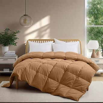 Unikome Medium Weight 300 TC 100% Organic Cotton Goose Down Feather Comforter for Luxurious Comfort