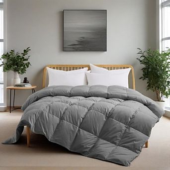 Unikome Medium Weight 300 TC 100% Organic Cotton Goose Down Feather Comforter for Luxurious Comfort