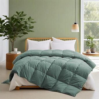 Unikome Medium Weight 300 TC 100% Organic Cotton Goose Down Feather Comforter for Luxurious Comfort