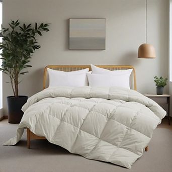 Unikome Medium Weight 300 TC 100% Organic Cotton Goose Down Feather Comforter for Luxurious Comfort