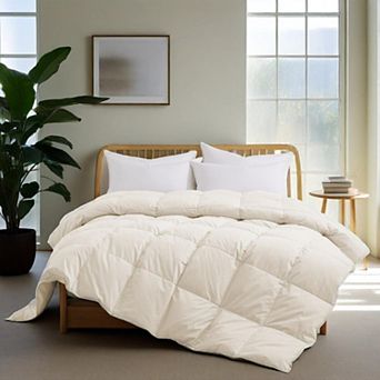 Unikome Medium Weight 300 TC 100% Organic Cotton Goose Down Feather Comforter for Luxurious Comfort