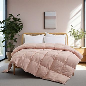 Unikome Medium Weight 300 TC 100% Organic Cotton Goose Down Feather Comforter for Luxurious Comfort