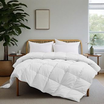 Unikome Medium Weight 300 TC 100% Organic Cotton Goose Down Feather Comforter for Luxurious Comfort