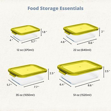 Oven Safe Glass Food Storage Container Set with Plastic Lids