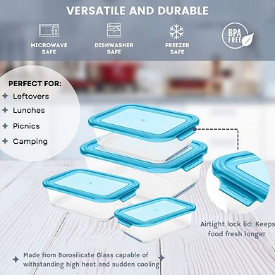 Oven Safe Glass Food Storage Container Set with Plastic Lids