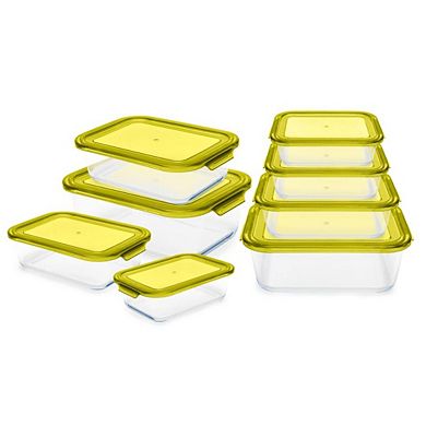 Oven Safe Glass Food Storage Container Set with Plastic Lids
