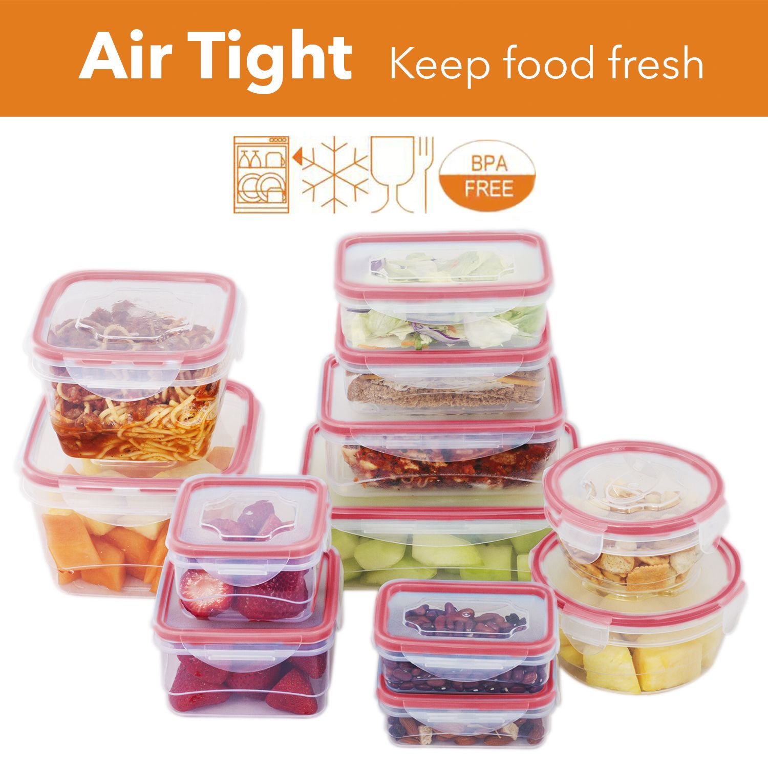 24 Piece Plastic Food Container Set With Snap Locking Lids   6526419 ALT3