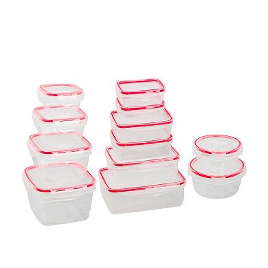 24-Piece Plastic Food Container Set with Snap Locking Lids