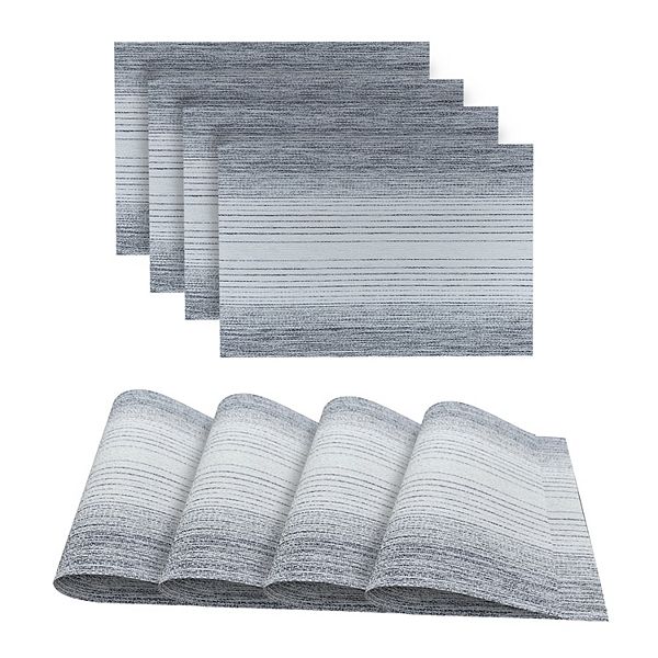 Dainty Home Ombre Woven Vinyl Reversible Rectangular Placemat Set of 4