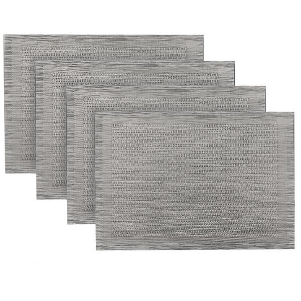 Dainty Home Geneva Woven Vinyl Reversible Rectangular Placemat Set of 4