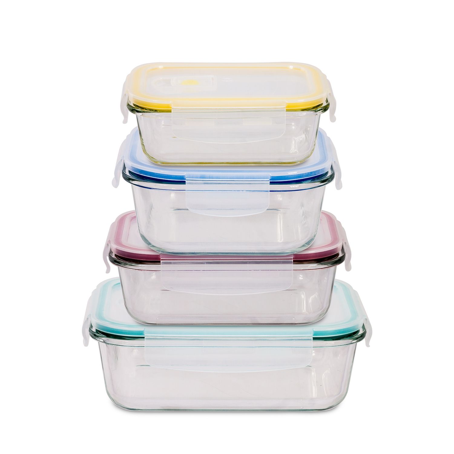 Nutrichef 10-Piece Glass Food Storage Containers with Blue Lid