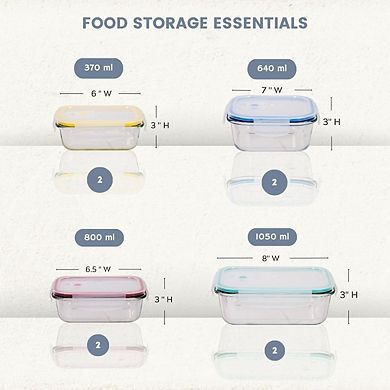 Premium Borosilcate Glass Meal Prep Food Containers with Snap Locking Lids