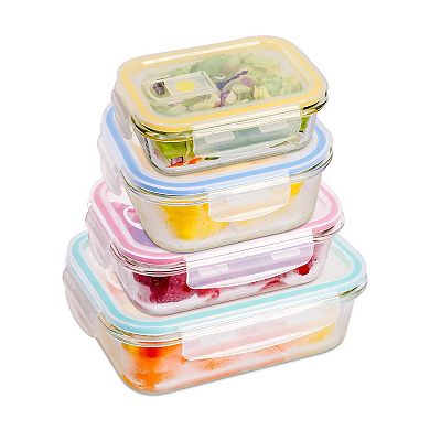 Premium Borosilcate Glass Meal Prep Food Containers with Snap Locking Lids