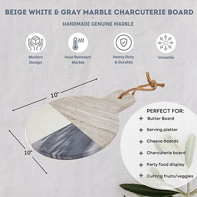 3 Tone Marble Charcuterie Board with Handle
