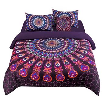 Bohemian Duvet Cover Set Fitted Sheet Pillowcase 5 pc Queen