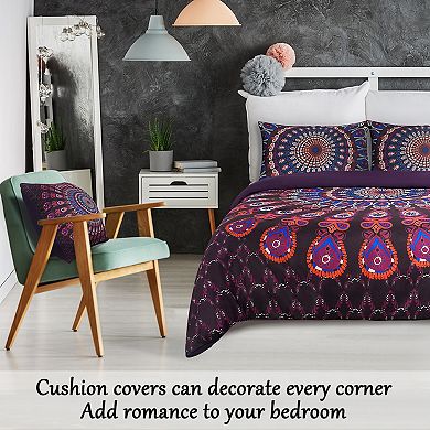 Bohemian Duvet Cover Set Fitted Sheet Pillowcase 5Pcs Queen