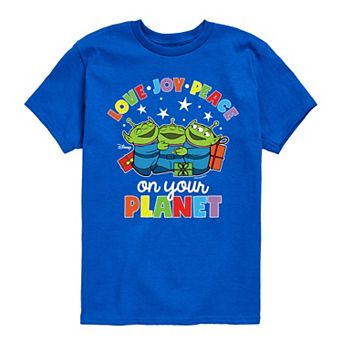 Disney / Pixar's Toy Story Aliens Boys 8-20 Love Joy Peace On Your Planet Graphic Tee
