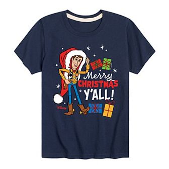 Disney / Pixar's Toy Story Woody Boys 8-20 Merry Christmas Y'all Graphic Tee