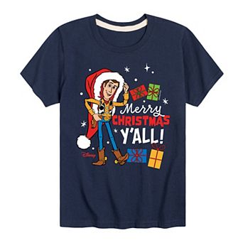 Disney / Pixar's Toy Story Woody Boys 8-20 Merry Christmas Y'all Graphic Tee