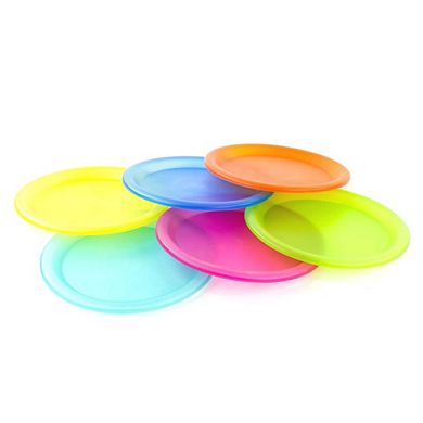 Colorful Plastic Reusable 10 inch Plates, 6 Pack