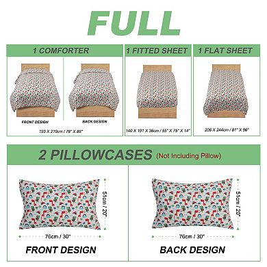 Full Size Multicolor 5 Piece Microfiber Fabric Kid's Comforter Set