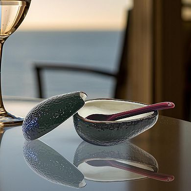 Textured Ceramic Avocado Shape Serving Bowl Set