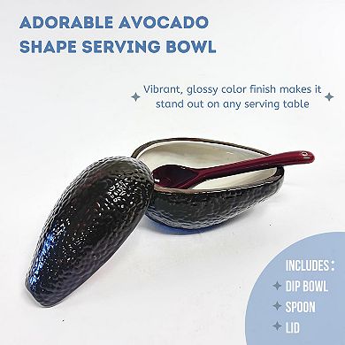 Textured Ceramic Avocado Shape Serving Bowl Set