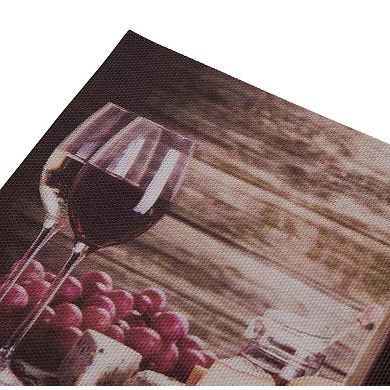 Dainty Home Wine And Grapes Woven Vinyl Reversible Rectangular Placemat Set of 4
