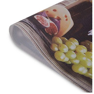 Dainty Home Wine And Grapes Woven Vinyl Reversible Rectangular Placemat Set of 4