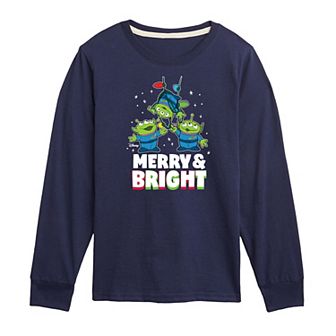 Disney / Pixar's Toy Story Aliens Boys 8-20 Merry & Bright Long Sleeve Graphic Tee
