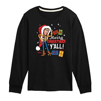Disney / Pixar's Toy Story Woody Boys 8-20 Merry Christmas Y'all Long Sleeve Graphic Tee