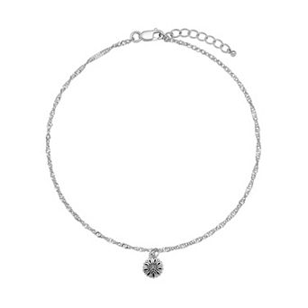 PRIMROSE Sterling Silver Oxidized Flower Anklet