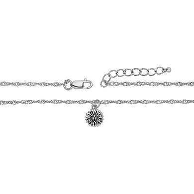 PRIMROSE Sterling Silver Oxidized Flower Anklet