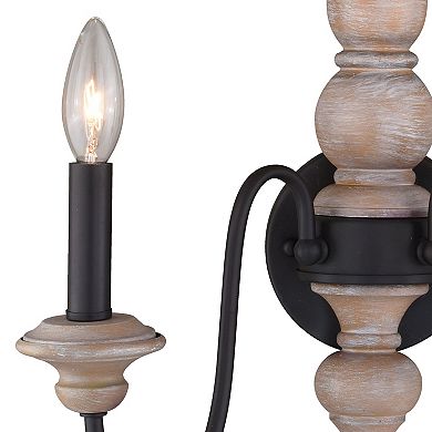 Georgetown 2 Light Gray Wood Farmhouse Candle Wall Sconce