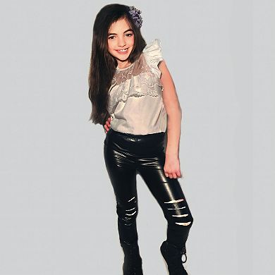 Mi Amore Gigi Lace Top & Faux Leather Legging Set