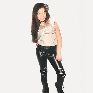 Mi Amore Gigi Lace Top & Faux Leather Legging Set