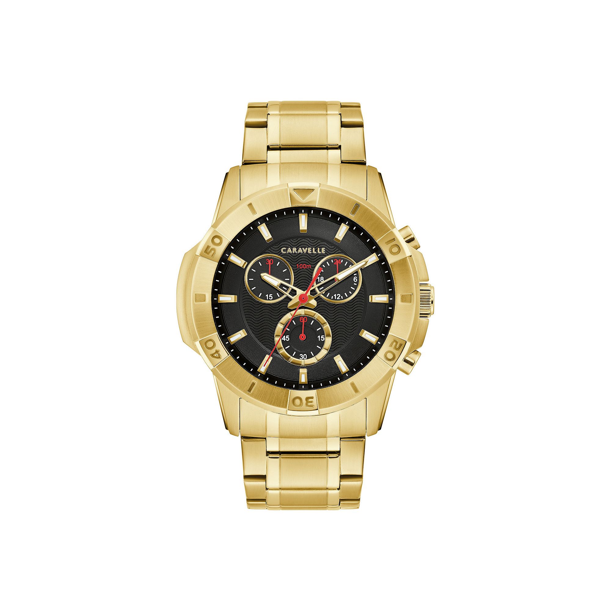 Caravelle by Bulova Mens Aqualuxx Gold-Toned Stainless Steel Black Dial Br
