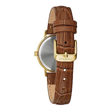 Caravelle by Bulova Women's Gold-Tone Stainless Steel Leather Strap Watch - 44L258